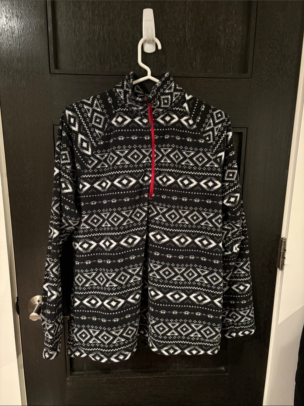 Women’s Eddie Bauer Black & White Nordic Fair Isle Quarter-Zip Fleece Pullover